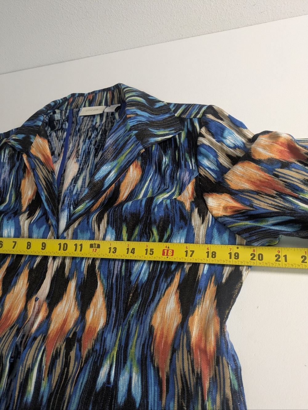 Chico's Women's Linen Blend 3/4 Sleeve Lightweight Jacket Colorful Chic SZ M EUC - Picture 8 of 9